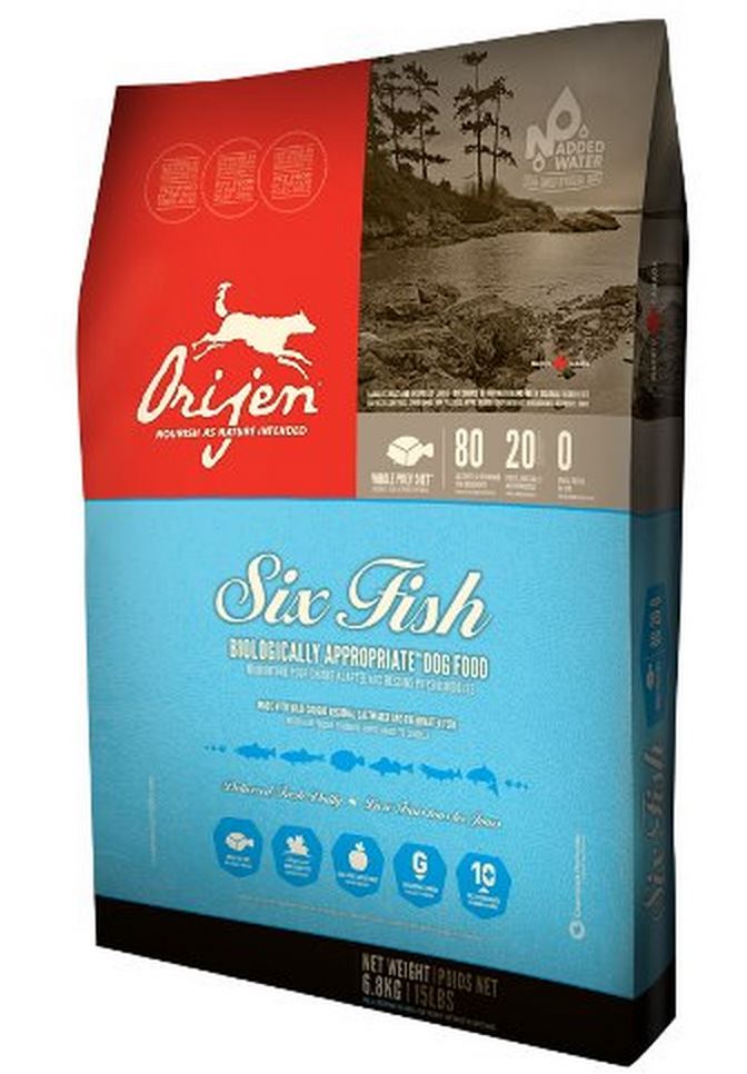 Orijen (Ориджен) 6 Fish Dog. Сухой гипоаллергенный беззерновой корм для взрослых собак всех пород, 0.340 кг